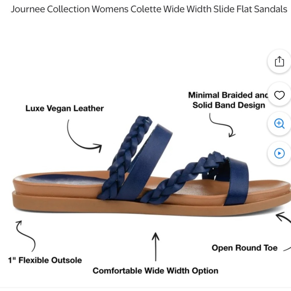 ⭐️NEW Journee COLETTE SLIDE SANDALS IN FAUX LEATHER Size 6 - Picture 14 of 16